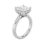 4CTW Princess Shaped Lab Grown Diamond (F/VS) Ring in 14K White Gold