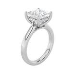 4CTW Princess Shaped Lab Grown Diamond (F/VS) Ring in 14K White Gold