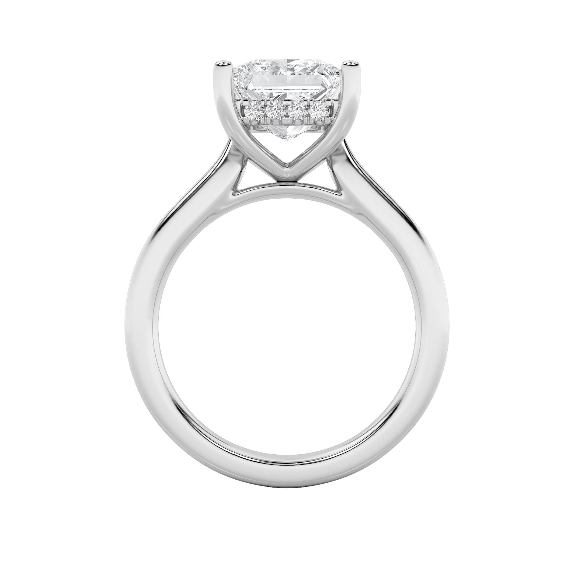 4CTW Princess Shaped Lab Grown Diamond (F/VS) Ring in 14K White Gold
