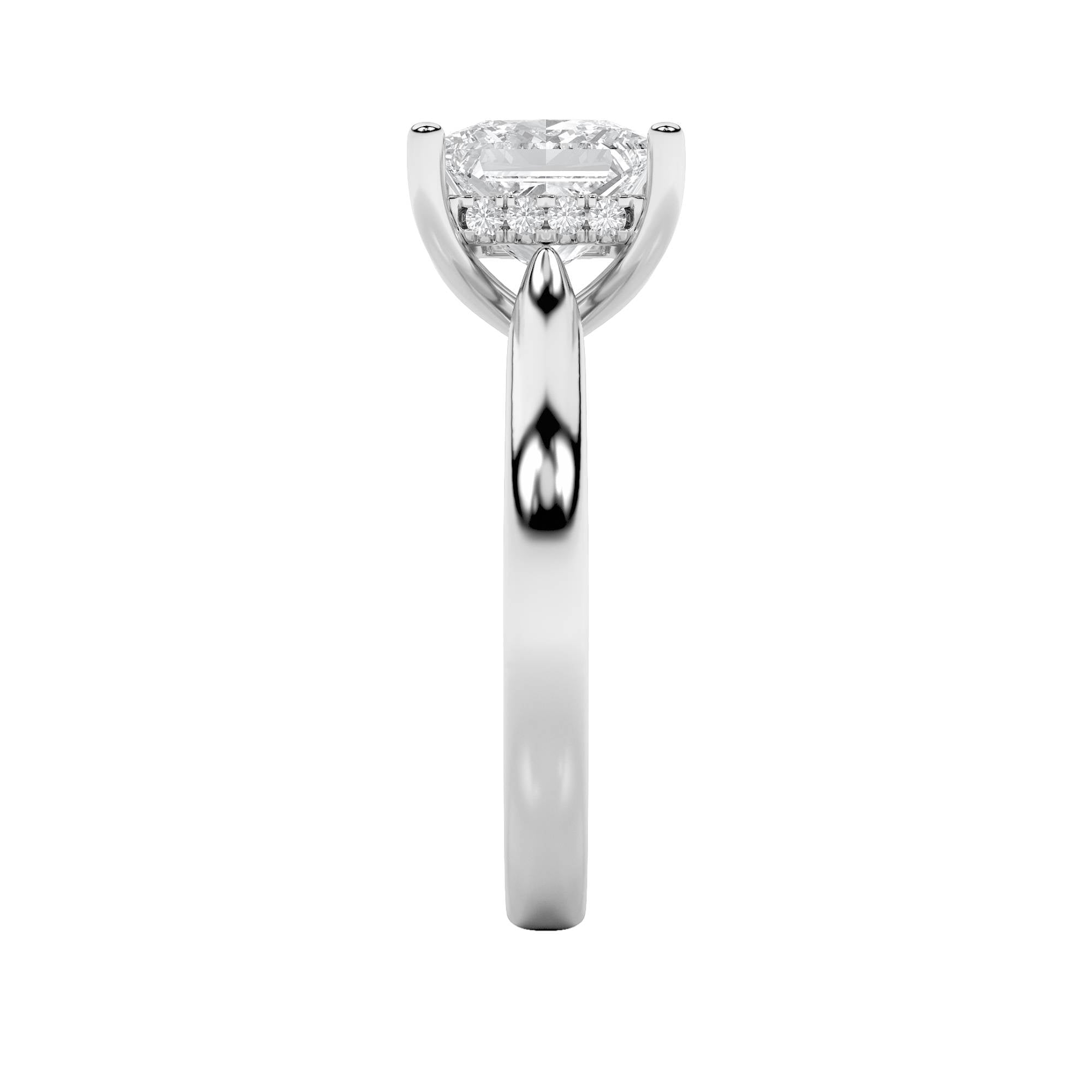4CTW Princess Shaped Lab Grown Diamond (F/VS) Ring in 14K White Gold