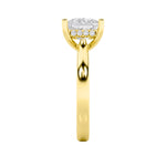 4CTW Princess Shaped Lab Grown Diamond (F/VS) Ring in 14K Yellow Gold