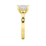 4CTW Princess Shaped Lab Grown Diamond (F/VS) Ring in 14K Yellow Gold