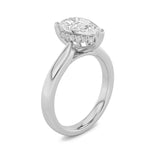 1CTW Pear Shaped Lab Grown Diamond (F/VS) Hidden Halo Cathedral Shank Engagement Ring in 14K Gold