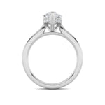 1CTW Pear Shaped Lab Grown Diamond (F/VS) Hidden Halo Cathedral Shank Engagement Ring in 14K Gold