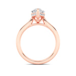 1CTW Pear Shaped Lab Grown Diamond (F/VS) Hidden Halo Cathedral Shank Engagement Ring in 14K Gold
