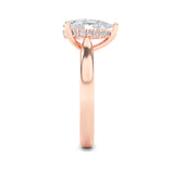 1CTW Pear Shaped Lab Grown Diamond (F/VS) Hidden Halo Cathedral Shank Engagement Ring in 14K Gold