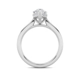 2CTW Pear Shaped Lab Grown Diamond (F/VS) Hidden Halo Cathedral Shank Engagement Ring in 14K Gold