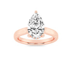 2CTW Pear Shaped Lab Grown Diamond (F/VS) Hidden Halo Cathedral Shank Engagement Ring in 14K Gold