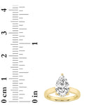 3CTW Pear Shaped Lab Grown Diamond (F/VS) Hidden Halo Cathedral Shank Engagement Ring in 14K Gold