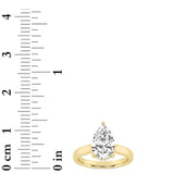 3CTW Pear Shaped Lab Grown Diamond (F/VS) Hidden Halo Cathedral Shank Engagement Ring in 14K Gold