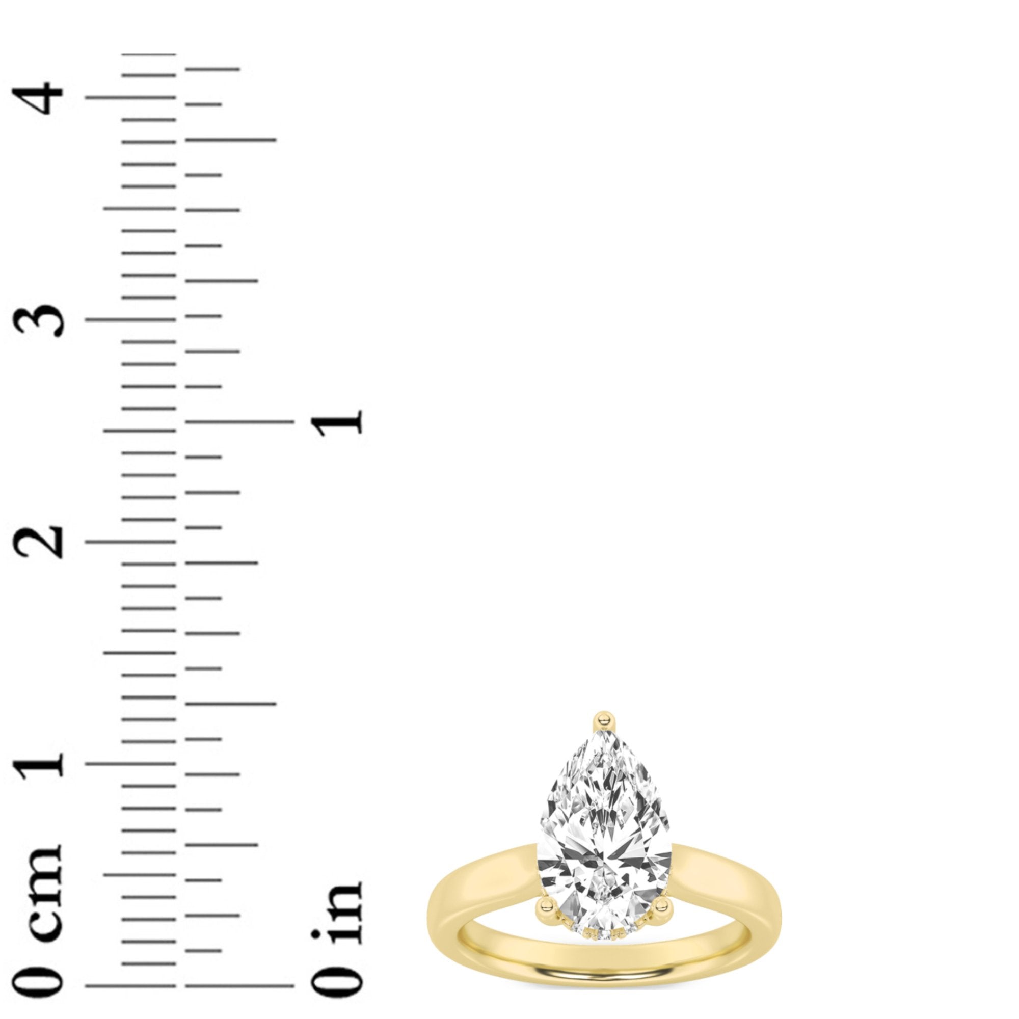 3CTW Pear Shaped Lab Grown Diamond (F/VS) Hidden Halo Cathedral Shank Engagement Ring in 14K Gold