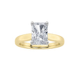 1.5CTW Radiant Shaped Lab Grown Diamond (F/VVS) Hidden Halo Cathedral Shank Engagement Ring in 14K Gold