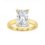 2CTW Radiant Shaped Lab Grown Diamond (F/VS) Hidden Halo Cathedral Shank Engagement Ring in 14K Gold