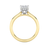 3CTW Radiant Shaped Lab Grown Diamond (F/VVS) Hidden Halo Cathedral Shank Engagement Ring in 14K Gold