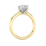 3CTW Radiant Shaped Lab Grown Diamond (F/VVS) Hidden Halo Cathedral Shank Engagement Ring in 14K Gold