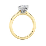 3CTW Radiant Shaped Lab Grown Diamond (F/VVS) Hidden Halo Cathedral Shank Engagement Ring in 14K Gold