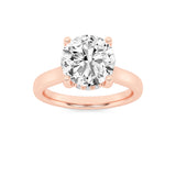 1CTW Round Shaped Lab Grown Diamond (F/VS) Hidden Halo Cathedral Shank Engagement Ring in 14K Gold