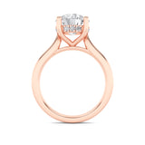 1CTW Round Shaped Lab Grown Diamond (F/VS) Hidden Halo Cathedral Shank Engagement Ring in 14K Gold