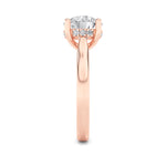 1CTW Round Shaped Lab Grown Diamond (F/VS) Hidden Halo Cathedral Shank Engagement Ring in 14K Gold