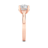 1CTW Round Shaped Lab Grown Diamond (F/VS) Hidden Halo Cathedral Shank Engagement Ring in 14K Gold