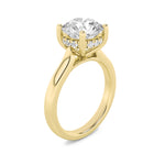 1.5CTW Round Shaped Lab Grown Diamond (F/VS) Hidden Halo Cathedral Shank Engagement Ring in 14K Gold