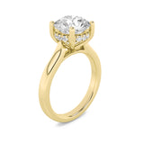 1.5CTW Round Shaped Lab Grown Diamond (F/VS) Hidden Halo Cathedral Shank Engagement Ring in 14K Gold