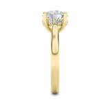 1.5CTW Round Shaped Lab Grown Diamond (F/VS) Hidden Halo Cathedral Shank Engagement Ring in 14K Gold