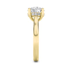 2CTW Round Shaped Lab Grown Diamond (F/VS) Hidden Halo Cathedral Shank Engagement Ring in 14K Gold