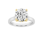 3CTW Round Shaped Lab Grown Diamond (F/VS) Hidden Halo Cathedral Shank Engagement Ring in 14K Gold