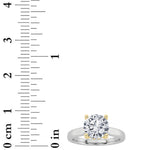 3CTW Round Shaped Lab Grown Diamond (F/VS) Hidden Halo Cathedral Shank Engagement Ring in 14K Gold