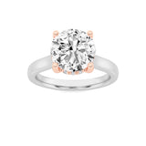 3CTW Round Shaped Lab Grown Diamond (F/VVS) Hidden Halo Cathedral Shank Engagement Ring in 14K Gold