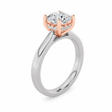 3CTW Round Shaped Lab Grown Diamond (F/VVS) Hidden Halo Cathedral Shank Engagement Ring in 14K Gold