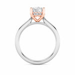 3CTW Round Shaped Lab Grown Diamond (F/VVS) Hidden Halo Cathedral Shank Engagement Ring in 14K Gold