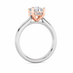 3CTW Round Shaped Lab Grown Diamond (F/VVS) Hidden Halo Cathedral Shank Engagement Ring in 14K Gold