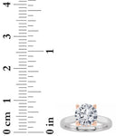 3CTW Round Shaped Lab Grown Diamond (F/VVS) Hidden Halo Cathedral Shank Engagement Ring in 14K Gold