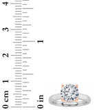 3CTW Round Shaped Lab Grown Diamond (F/VVS) Hidden Halo Cathedral Shank Engagement Ring in 14K Gold