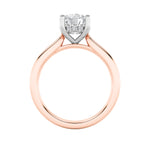 3CTW Round Shaped Lab Grown Diamond (F/VS) Hidden Halo Cathedral Shank Engagement Ring in 14K Gold
