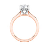 3CTW Round Shaped Lab Grown Diamond (F/VS) Hidden Halo Cathedral Shank Engagement Ring in 14K Gold