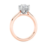 3CTW Round Shaped Lab Grown Diamond (F/VS) Hidden Halo Cathedral Shank Engagement Ring in 14K Gold