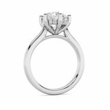 1CTW Round Shaped Lab Grown Diamond (F/VS) Hidden Halo Cathedral Shank Engagement Ring in 14K Gold