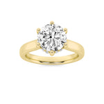 1CTW Round Shaped Lab Grown Diamond (F/VVS) Hidden Halo Cathedral Shank Engagement Ring in 14K Gold