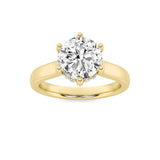 1CTW Round Shaped Lab Grown Diamond (F/VVS) Hidden Halo Cathedral Shank Engagement Ring in 14K Gold
