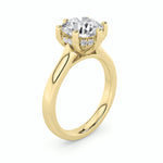 1CTW Round Shaped Lab Grown Diamond (F/VVS) Hidden Halo Cathedral Shank Engagement Ring in 14K Gold