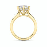 1CTW Round Shaped Lab Grown Diamond (F/VVS) Hidden Halo Cathedral Shank Engagement Ring in 14K Gold