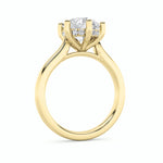 1CTW Round Shaped Lab Grown Diamond (F/VVS) Hidden Halo Cathedral Shank Engagement Ring in 14K Gold