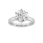 2CTW Round Shaped Lab Grown Diamond (F/VS) Hidden Halo Cathedral Shank Engagement Ring in 14K Gold