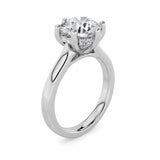 2CTW Round Shaped Lab Grown Diamond (F/VS) Hidden Halo Cathedral Shank Engagement Ring in 14K Gold