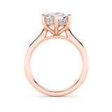 2CTW Round Shaped Lab Grown Diamond (F/VS) Hidden Halo Cathedral Shank Engagement Ring in 14K Gold
