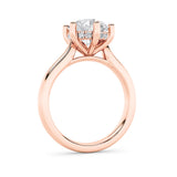 2CTW Round Shaped Lab Grown Diamond (F/VS) Hidden Halo Cathedral Shank Engagement Ring in 14K Gold