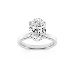 2CTW Oval Shaped Lab Grown Diamond (F/VS) Hidden Halo Petite Shank Ring in 14K Gold